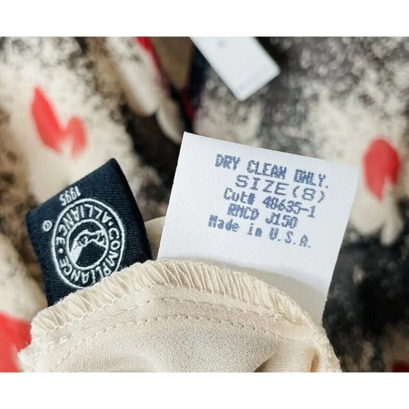 Vtg Laundry Silk Dress 8 Floral Chiffon Bow Whimsigoth Boho 90s Style Deadstock - Picture 9 of 14